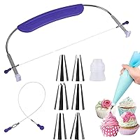 Adjustable Cake Leveler 2-Wires Cake Slicer Cutter for Leveling Tops of Layer Cakes Piping Bag and Tips Set Cake Decorating Kit Baking Supplies with Icing Tips Silicone Pastry Bags Reusable