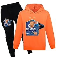 Unisex Casual Comfy Hooded Tracksuits Kylian Mbappe Clothing Sets Soccer Stars Sweatshirts+Sweatpants Suits for Boys