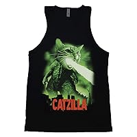 Catzilla - Men's Tank Top/Funny Cat Shirt for Men/Godzilla Parody/Sleeveless