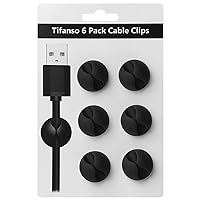 tifanso 6PCS Cable Clips Black - Adhesive Cord Cable Holder Wire Organizer for Desk, Cord Clips, Cord Cable Clip, Wire Holders for Cords, Nightstand, Home and Office