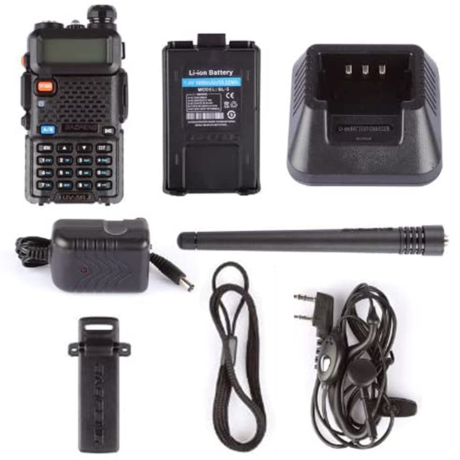 Baofeng UV-5R Two Way Radio Dual Band 144-148/420-450Mhz Walkie Talkie 1800mAh Li-ion Battery(Black)