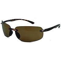 Lovin Mawi Wrap Around Bifocal Sunglasses, Rimless Reading Glasses with UV Protection - Polarized Lens - Tortoise - 1.5x