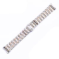 Solid Stainless Steel Watchband 20mm for Omega DEVILLE Watch Strap Deployment Clasp Curved End Wrist Watches Bracelet (Color : Rose Gold, Size : 20mm)