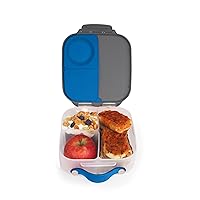 Mini Lunch Box for Kids: Lightweight Bento Box, Lunch Snack Container with 2 Leak Proof Compartments. Ages 3+ School Supplies, BPA Free (Blue Slate, 4¼ cup capacity)