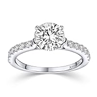 Amoonic AM289 SS925ZIFAZIFA, Women's Engagement Ring, 925 Sterling Silver, Cubic Zirconia Stone with Engraving & Case + Box, Rhodium-Plated Real Jewellery, Proposal Ring