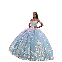 Glitter Sequined White Lace Ball Gowns Prom Formal Dresses Tulle Detachable Sleeves Quinceanera Gown