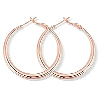 14K Gold Plated Hoop Earrings with 925 Sterling Silver Post, Lightweight & Hypoallergenic Gold/Silver/Rose Gold Hoop Earrings for Women Girls 30mm/40mm/50mm/60mm