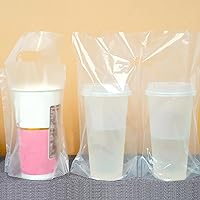 Drinking Handle Bags Clear Plastic Packaging Bags Drink Carrier for Delivery Clear Cup Carrier with Handle Drink Bags Portable Cup Holder Bag Take Out Bags Reusable Juice Beverage Bags,200 Pcs