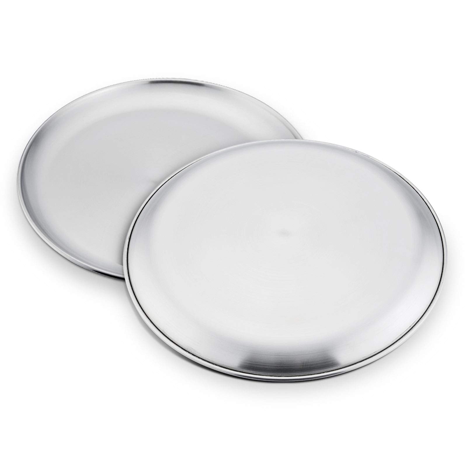TeamFar Pizza Pan, 10 inch Pizza Pans Pizza Tray Stainless Steel for Oven Baking, Non Toxic & Healthy, Heavy Duty & Dishwasher Safe - Set of 2