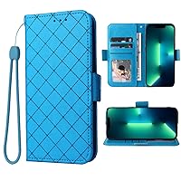 Compatible with iPhone 13 Pro Max 2021 6.7 inch Wallet Case and Wrist Strap Lanyard and Leather Flip Card Holder Phone Cover for iPhone13promax 5G i Phone13Max Plus iPhone13 ProMax Women Men Blue