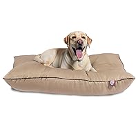 Majestic Pet Rectangle Large Dog Bed Washable – Non Slip Comfy Pet Bed – Dog Crate Bed Super Value Pillow Dog Bed – Dog Kennel Bed for Sleeping - Dog Bed Large Breed 46 x 35 Inch – Solid Khaki