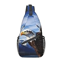 Eagle Print Cross Chest Bag Crossbody Backpack Sling Shoulder Bag Travel Hiking Daypack Cycling Bag