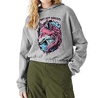 Cartoon Wolf Cinched Bottom Hoodie - Pink Wolf Women’s Hoodie - Quotes Printed Hooded Sweatshirt