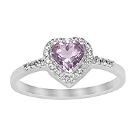 Heart Cluster Ring! Natural Purple Amethyst 5 MM Heart Cluster Ring
