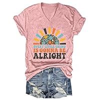 Every Little Thing is Gonna Be Alright Shirt Retro Hippie Peace Sign Shirt Mental Health Gifts Tshirts for Women