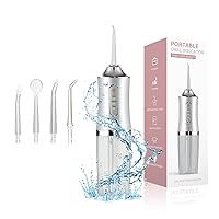 Water Dental Flosser Oral Irrigator with 3 Modes Cordless Water Teeth Cleaner Pick 4 Tips, IPX7 Waterproof Rechargeable Portable Powerful Battery for Travel & Home Braces & Bridges Care (X)