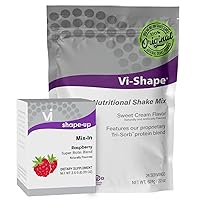 Raspberry Super Biotin + Vi-Shape - 1 Shake Pouch (24 Servings) + 1 Box Raspberry Mix-In (15 Servings) Delicious ViShape Shake with Strawberry Mix-In, Formerly Known as Visalus
