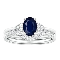 1.0 Ctw Oval Blue Sapphire Gemstone 925 Sterling Silver 7X5 MM Wedding Bridal Ring