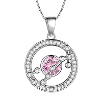 Aurora Tears 925 Sterling Sliver 12 Zodiac Sign Crystal Constellation Pendant Necklace 12 Horoscope Birthstone Necklace Jewellery Gift DP0134