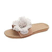 Wide Width Sandals for Women Ladies slippers summer cool linen soles comfortable slippers soft soles outdoor breathable