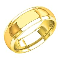 Dazzlingrock Collection 8mm Fancy Shiny Polished Low Dome Men's Wedding Band in 18K Solid Yellow Gold