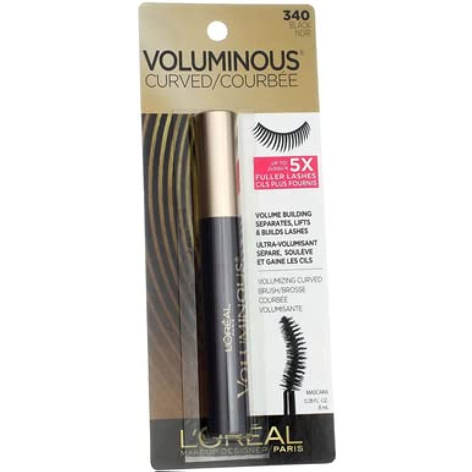 L’Oreal Paris Makeup Voluminous Mascara Original, Curved Brush Lifts & Builds Lashes Up To 5X Volume, Clump Free, Smudge Free, Black, 0.28 Fl Oz