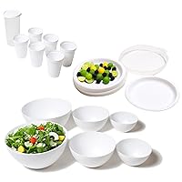 RV Dishes for Camper White Camping Plates and Untensils RV Plates and Bowl Sets RV Cups - Set of 20