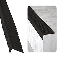 Stair Edge Protector (Pack of 5) 36x2x1 inch Anti-Slip Stair Corner Trim Rubber Strips - Waterproof Self-Adhesive Staircases for Outdoor & Indoor Uses | Protect Kids & Pets - Black