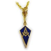 Trowel with Square & Compass Masonic Necklace - [Blue & Gold][1'' Tall]