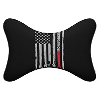 Ironworker USA Flag Car Neck Pillow Soft Car Headrest Pillow Neck Rest Cushion Pillow 2 Pack for Driving Traveling
