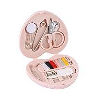 MIDELONG Heart Shaped Sewing Kit, Mini Travel Portable Sewing Tool Kits Box for Beginner Emergency Sewing Repair Kit DIY Sewing Supplies with Threads Scissors Hand Sewing Needles, Pink