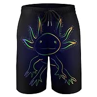 Stylized Rainbow Axolotl Print Swim Trunks for Boys Beach Short Swimsuit Pants