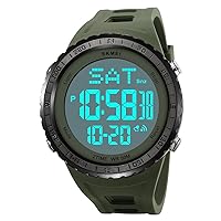 CakCity Men's Waterproof Sport Watch with Electronic Stopwatch and Luminous Large Display - Alarm, Chime, EL Backlight, Countdown, Outdoor Multifunction Watch