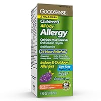 GoodSense Children’s All Day Allergy, Cetirizine Hydrochloride Oral Solution 1 mg/mL, Grape Flavor, 4 Ounces