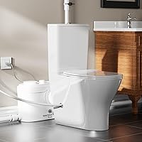 ARES 750W Upflush Toilet System For Basement, Comfort Elongated Bowl, 18 Inch Tall Toilet, Stable & Powerful Macerator Pump Up to 36 Feet, Dual-Use AC Vent, Efficient Flush System