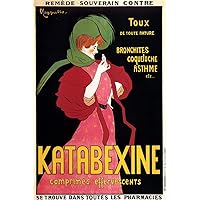 TopVintagePosters KATABEXINE COUGH MEDICINE ADVERTISING LADY FRENCH CAPPIELLO VINTAGE POSTER REPRODUCTION (20” X 30” IMAGE SIZE CANVAS)