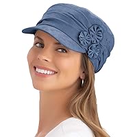 Collections Etc Stylish and Comfortable Side Embellished Hat, Shirring Details, Flowers, Elastic