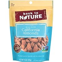 Back to Nature Nuts, Non-GMO Sea Salt Roasted California Almonds, 9 Ounce (Pack of 9)