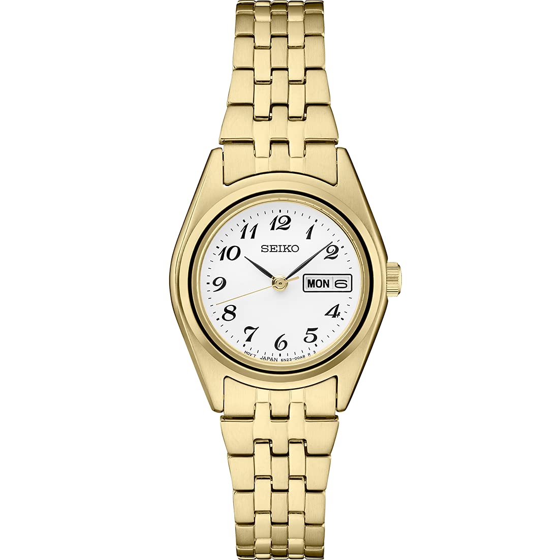 SEIKO SUR440 Watch for Women - Essentials Collection - Gold-Tone Stainless Steel Case and Bracelet, White Dial