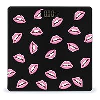 Pink Lips Digital Bathroom Scale for Body Weight Lighted Large LCD Display Round Corner Home