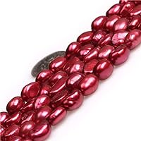 JOE FOREMAN 8-9x10-11mm Freshwater Cultured Pearl Semi Precious Stone Olivary Red Loose Beads for Jewelry Making DIY Handmade Craft Supplies 15