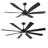 2PCS 64 inch Outdoor Ceiling Fans for Patios with Lights-72 Inch Black Outdoor Ceiling Fan for Patios Waterproof, Large Airflow Helicopter Ceiling Fan, Outdoor Ceiling Fans with Light and Remote for