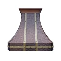 Hand-Crafted Copper Range Hood for Kitchen with SUS304 Liner, Lights and Baffle Filter, 30