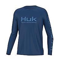 HUK Boys' Pursuit Solid Long Sleeve, Fishing Shirt for Kids