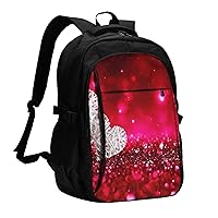 Travel Laptop Backpack Business Backpack for Men Women White Hearts Love Travel Backpack with USB Charging Port