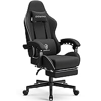 Dowinx Gaming Chair Fabric with Pocket Spring Cushion, Massage Game Chair Cloth with Headrest, Ergonomic Computer Chair with Footrest 290LBS, Black