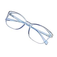 VisionGlobal Blue Light Blocking Glasses for Women/Men, Anti Eyestrain, Computer Reading, TV Glasses, Stylish Square Frame, Anti Glare(Clear Blue,+2.75 Magnification)