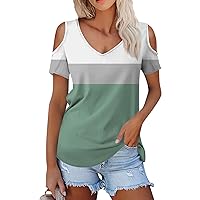 Women's Short Sleeve Round Neck Shirt Loose Casual Strapless Printed Pattern Tee Basic Women's Tops 2024