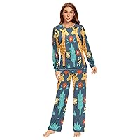 ALAZA Pineapples on A Wooden Couples Matching Pajamas Sets