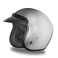 Daytona Cruiser D.O.T. Oepn Face Motorcycle Helmet Silver Metal Flake Small + Free Headwrap